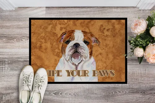 Vista 3 de Caroline's Treasures SS4896JMAT Bulldog English Wipe Your Paws - Felpudo para puerta delantera, 24 x 36 pulgadas, para interiores y exteriores