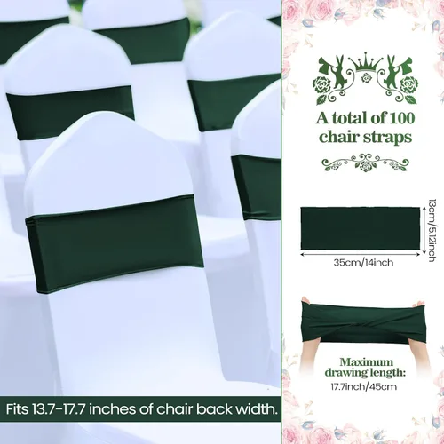 Vista 2 de CHENGU 100 bandas de elastano para silla, con lazo liso, para bodas, sin hebilla, decoraciones de cumpleaños, lazos elásticos, bandas deslizantes