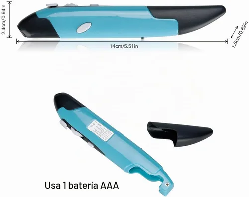 Vista 4 de lychee Ratón Óptico Inalámbrico de Bolsillo Tipo Pluma, Ratón Óptico Inalámbrico USB 2.4GHZ Tipo Pluma 800/1200/1600 DPI Ajustable Escritura a Mano