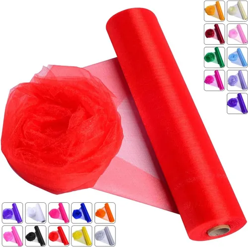 Vista 10 de Tela de Organza de Cristal Tul - 16" por 50 Yardas Tela Transparente para Decoración de Fiestas de Boda Despedida de Soltera Tutú Rollo de Malla