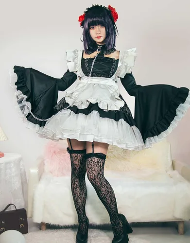 Vista 2 de Cosplayfm Disfraz de cosplay de anime para mujer traje de criada Kawaii