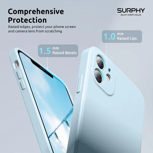 Vista 4 de SURPHY Diseño para Funda iPhone 11 con Protección de Cámara, Diseño Delgado de Borde Recto, Funda de Teléfono de Silicona Líquida para iPhone 11