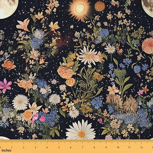 Vista 29 de Feelyou Tela de Flores Groovy por Yarda 1 Yarda Niños Tela de Tapicería Floral Retro para Sillas para Niños Niñas Adolescentes Flores Hippie