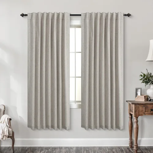 Vista 106 de KOUFALL - Cortinas de medio estilo francés de lino para ventana, juego de 2 cortinas cortas de 40 pulgadas de longitud, para privacidad, cortinas