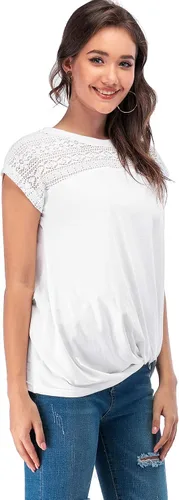 Vista 3 de MSHING Camisetas casuales de manga corta con cuello en V para mujer, holgadas, básicas, lindas camisetas