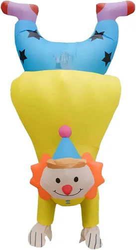 Vista 7 de Nsddm Disfraz inflable de Halloween para hombres, mujeres y adultos para fiestas de vacaciones y carnaval (payaso de pie de mano)