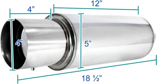 Vista 2 de Spec-D Tuning MF-RS310 Silenciador de estilo Hi Flow de acero titanio Universal de 4 pulgadas, punta Jdm N1
