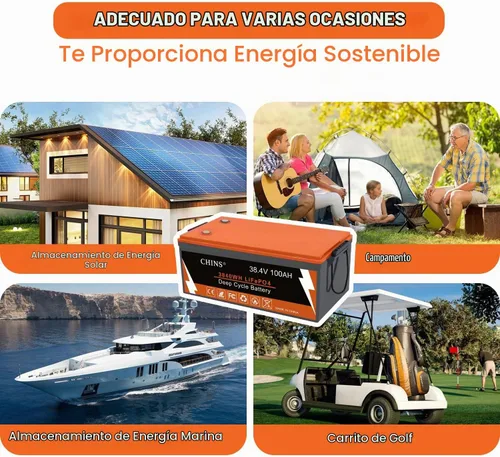 Vista 6 de CHINS - Batería de litio para carrito de golf de 36 V, 100 Ah, batería Bluetooth LiFePO4, BMS de 200 A incorporada, corriente máxima de 1000 A