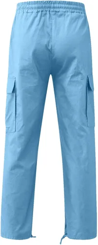 Vista 4 de GIERIDUC Pantalones de pijama para hombre, pantalones de pana color caqui, pantalones de trabajo al aire libre para hombre