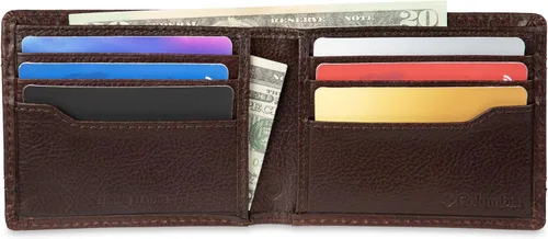 Vista 56 de Columbia Billetera plegable para hombre, múltiples ranuras para tarjetas, ventana de identificación
