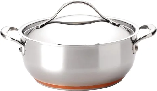 Vista 13 de Anolon Nouvelle - Juego de ollas y sartenes de acero inoxidable, 10 piezas Stainless Steel Cookware Set with Lids, Oven Safe to 500°F, Durable
