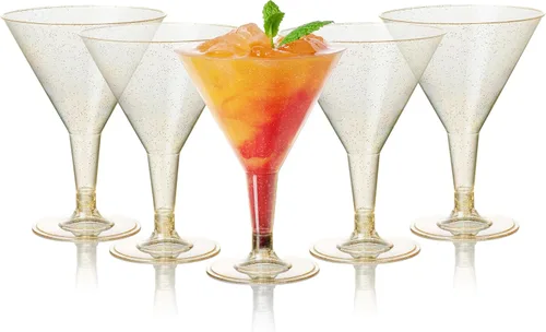 Vista 12 de MATANA 24 vasos de cóctel de Martini de plástico de alta calidad, 7 onzas, elegantes, resistentes y reutilizables, Manhattan, Margarita