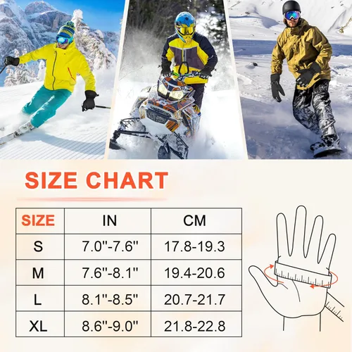 Vista 6 de ihuan Guantes de esquí impermeables para hombres y mujeres, guantes de nieve de invierno para climas fríos extremos, guantes de snowboard con dedos