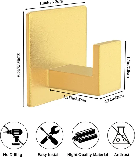 Vista 2 de HUFEEOH Ganchos adhesivos para toallas, ganchos de aluminio para toallas de baño, ganchos de pared para colgar, ganchos de pared adhesivos