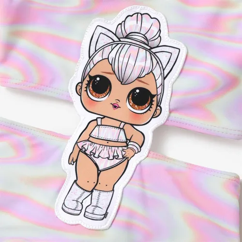 Vista 4 de L.O.L. Surprise! Traje de baño de una pieza para niña, con lazo, mariposa, volantes, verano, piscina, playa, deportes