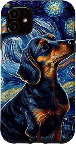 Vista 8 de Funda para iPhone 16 Starry Night Famoso Estilo de Pintura Dachshund