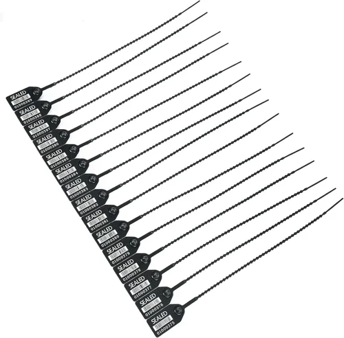 Vista 7 de 500 sellos de código de barras de plástico negro, etiquetas de seguridad Numberd de plástico para manipulaciones, lazos de seguridad Pull-Tite