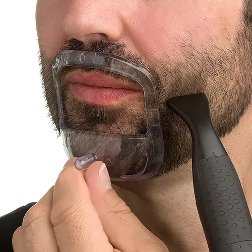 Vista 5 de Plantilla de afeitado de cabra para hombre y modelador de guía de barba, herramienta de peinado facial de 5 tamaños con peine, kit de aseo de bigote
