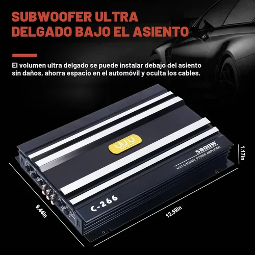 Vista 3 de YaeCCC C-266 Coche 4 Canal Amplificador de Potencia Audio Estéreo Super Bass Sub Woofer Amp 12V