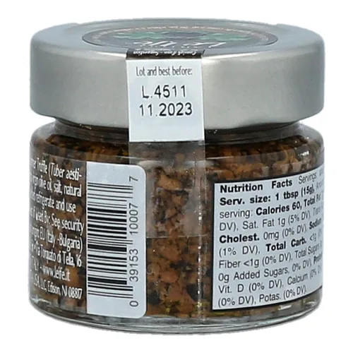 Vista 2 de Le Ife Crumbs of Black Summer Truffles en aceite de oliva virgen extra, guarnición gourmet de lujo para carne, pescado, pasta, vegetariana, vegana