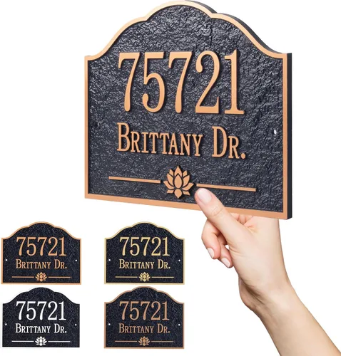 Vista 17 de Placa de dirección personalizada, placa de letrero de número de casa tallada a mano, números de dirección personalizados para entrada exterior