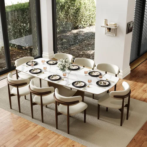Vista 31 de POVISON Mesa de Comedor Moderna Hobart de 63" para 4, Mesa de Comedor Rectangular de Servicio Pesado Negro Mate, Superficie de Mesa de Comedor