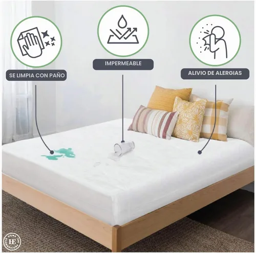 Vista 5 de Home Expressions Protector de colchón de vinilo plástico 4Gauge, estilo sábana bajera, impermeable, transpirable y con protección contra derrames