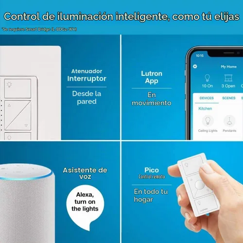 Vista 4 de Lutron Caseta - Interruptor de atenuación inteligente original (requiere Lutron Smart Hub), para luces LED, 150 vatios, un solo polo/3 vías, no Negro