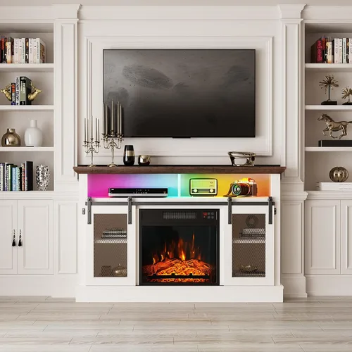Vista 6 de Inserto de chimenea eléctrica de 18 pulgadas, calentador de chimenea empotrado con bajo ruido, control remoto con temporizador, pantalla táctil