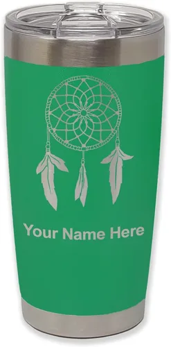 Vista 37 de LaserGram Vaso aislado al vacío de 20 onzas, atrapasueños, grabado personalizado incluido (negro) Engraved Gift, Vacuum Insulated Stainless Steel