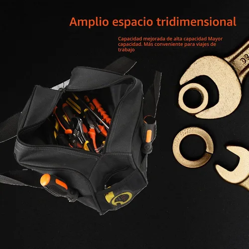 Vista 5 de FASTECH Bolsa de herramientas resistente de 14 pulgadas, bolsa de herramientas de boca ancha, bolsa organizadora de herramientas impermeable, bolsa