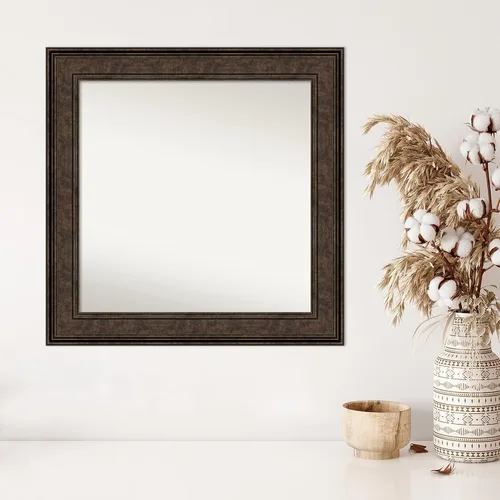 Vista 714 de Amanti Art Espejo de pared personalizado no biselado (25 x 25 pulgadas), marco de bronce acentuado, varios tamaños personalizados, espejo de baño