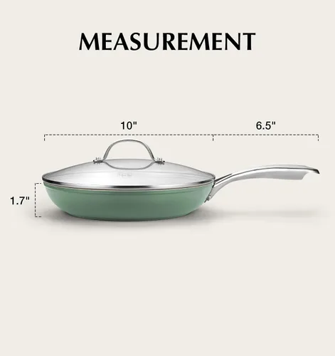 Vista 7 de KOCH SYSTEME CS Sartén antiadherente de 10 pulgadas con tapa, sartén de cerámica antiadherente con mango de acero inoxidable que se mantiene fresco