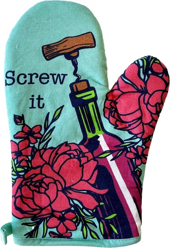 Vista 2 de Screw It - Guante para horno, divertido vino para amantes del vino, regalo para mamá, guante de cocina, divertido gráfico, utensilios de cocina