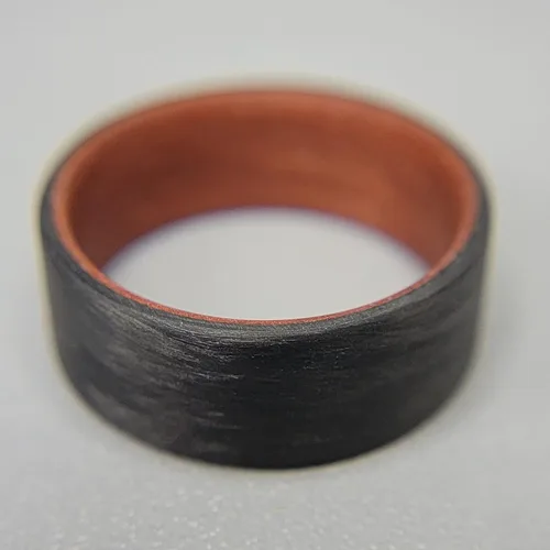 Vista 2 de Handmade Ring Band - Men's or Women's Carbon Fiber Ring with Copper Composite Interior, Matte Finish, Flat Black Band, Durable, Waterproof, Sizes