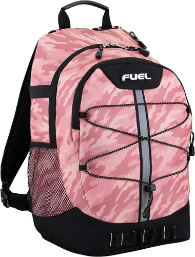 Vista 15 de FUEL Mochila de senderismo para mujeres y hombres, Terra Sport, viajes, universidad, gimnasio, trabajo con funda para laptop, Bungee, 18 pulgadas