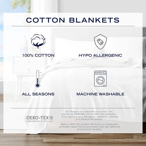 Vista 4 de Nautica - Manta tamaño Queen, ropa de cama tejida de algodón texturizado, ideal para cama o sofá, certificado Oeko-Tex (rayas grises)