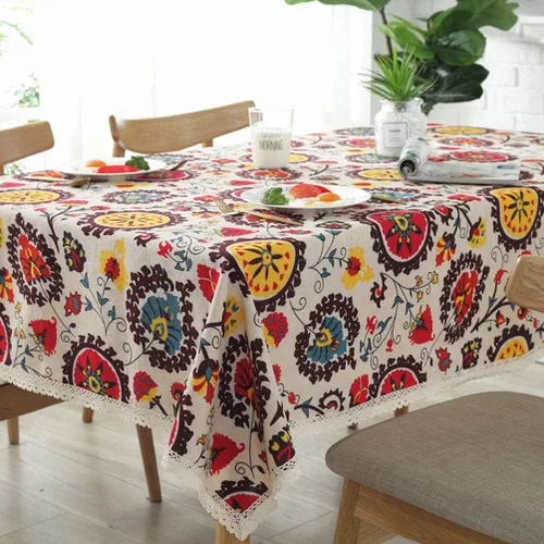 Vista 8 de Bringsine - Mantel de lino lavable, diseño vintage, varios tamaños