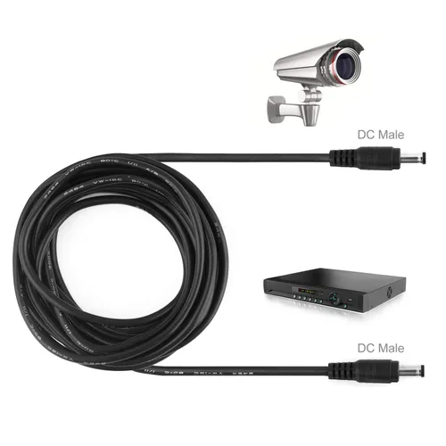 Vista 5 de Cable de extensión macho a macho, cable adaptador de corriente CC de 0.217 x 0.083 in, para tira LED, cámara de vigilancia, cámara de seguridad