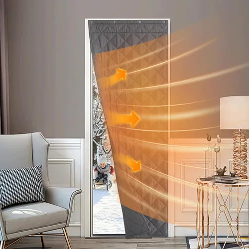 Vista 9 de NICETOWN Cortina de puerta con aislamiento térmico para interiores y exteriores, bloqueador de corrientes de aire de 26 x 78 pulgadas de grosor