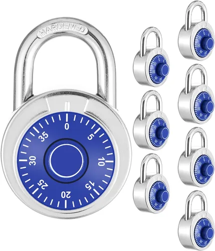 Vista 10 de Candado combinado, esfera azul de 1.969 in, 1 paquete Esfera fija con diferentes combinaciones, para gimnasio y casillero, escuela, caja