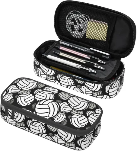 Vista 13 de Estuche de lápices con textura de pelota de fútbol americano, bolsa de almacenamiento de gran capacidad, bolsas de papelería con cremallera, soporte