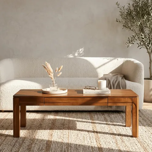 Vista 20 de NTC Flow Mesa de Café Moderna de Madera Rectangular con Cajón Oculto – Resistente al Agua y al Calor, Negro Quemado