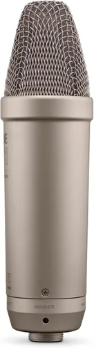 Vista 3 de Rode NT1 - Micrófono condensador de 5ª generación con montaje de choque SM6 y filtro pop, color plateado Dual Xlr y USB-C, 1 cápsula de oro