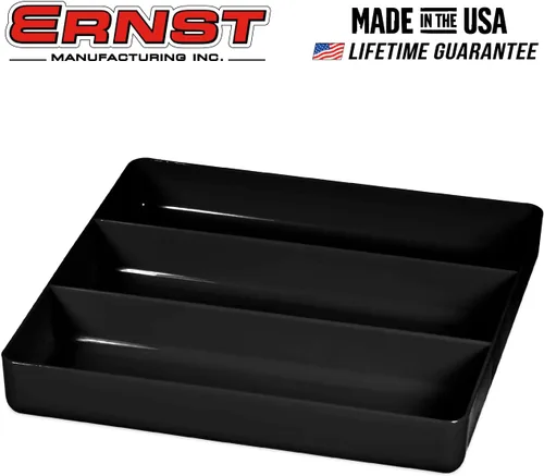 Vista 5 de Ernst Manufacturing Bandeja apilable para hogar, oficina y taller en negro con 3 compartimentos - Ideal para mecánicos, electricistas, fontaneros