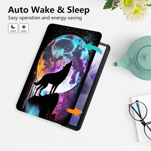 Vista 120 de Funda para tablet Fire 7 (12ª generación, versión 2022), delgada, a prueba de golpes, delgada, de piel sintética, con función de apagado/encendido