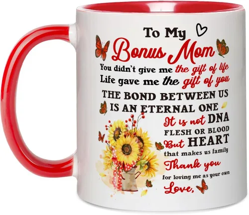 Vista 9 de Taza de café Bonus Dad de Fatbaby, divertidas tazas de café para regalo para padrastro de hija, hijo, hijastra, regalos para el Día del Padre