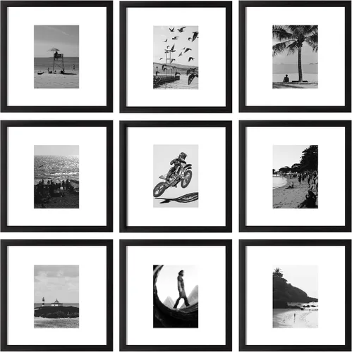 Vista 30 de eletecpro Juego de 9 marcos de fotos de 4 x 4 pulgadas, juego de 9 marcos de pared clásicos para galería, para fotos de 4 x 4 sin paspartú, marcos
