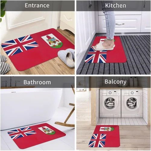 Vista 7 de Tapete de baño con diseño de bandera de Bermudas, antideslizante, de 16 x 24 pulgadas, para puerta de cocina