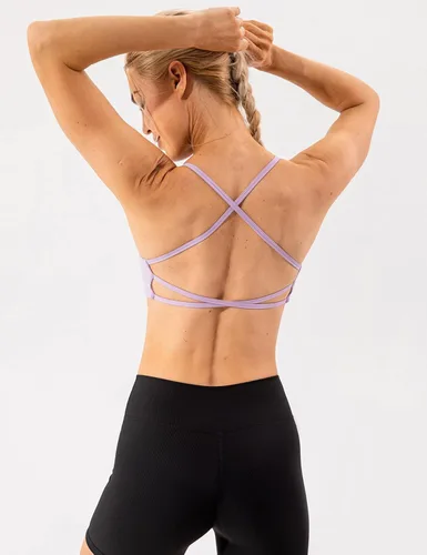 Vista 5 de Lavento Brasier deportivo para mujer, con espalda cruzada abierta, de bajo impacto, sexy, con tirantes delgados, para yoga, entrenamiento